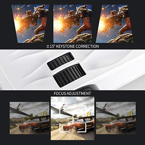 Projector, PONER SAUND WiFi Mini Projector 1080P Supported with 100” Projector Screen, 5500 Lux 210" Display Movie Projector, Compatible with Phone, Computer, Laptop, USB, HDMI, VGA 5