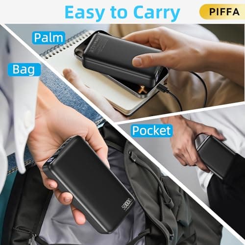 PIFFA 50000mAh Portable Charger Power Bank,22.5W Fast Charging Portable Phone Charge USB-C PQ3.0 QC4.0,LED Display, Battery Pack for iPhone 17/16/15 Pro Samsung Google, for Travel Camping Essential 5