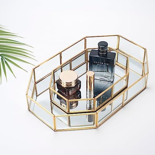 Gold Mirror Decorative Tray for Vanity, Dresser, Bathroom Counter 6