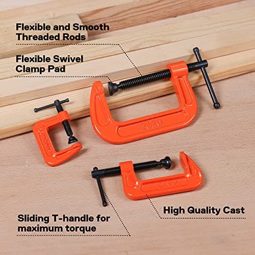 PONY Malleable Iron C-Clamp Set, 3-Piece, (1", 2", 3") 5