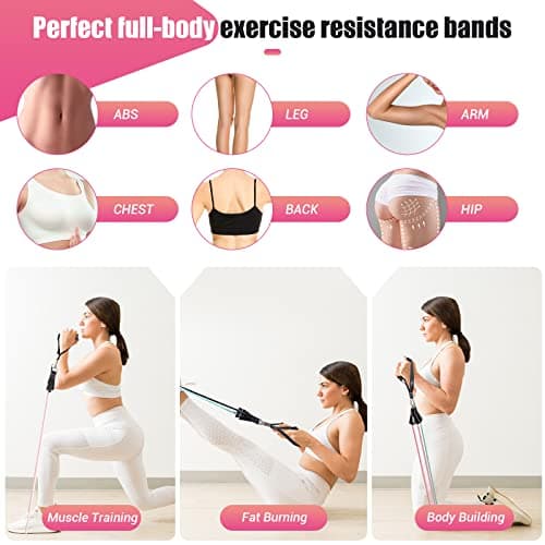 Resistance Bands with Handles for Women, 5 Level Exercise Bands Workout Bands for Physical Therapy, Yoga, Pilates, Door Anchor, Storage Pouch(Colour) 5