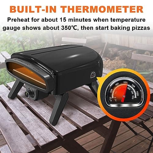 Maharlika Gas Pizza Oven Outdoor 14" with Built-In Thermometer, Portable Propane Pizza Oven Stainless Steel with Stone, Griddle, Pizza Peel, Turner, Cutter, Carry Bag for Outdoor Kitchen 5