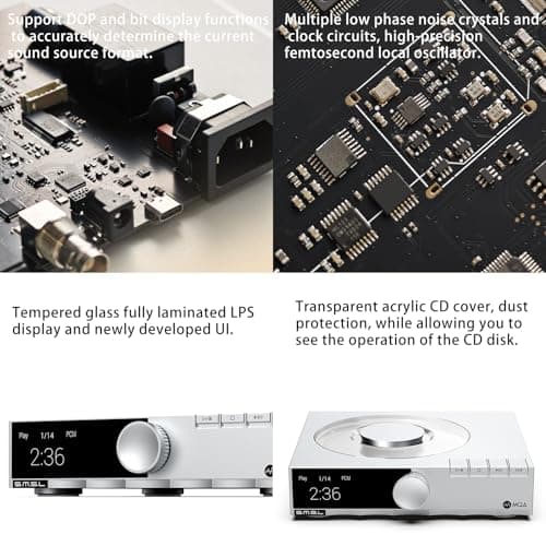 SMSL PL200T Transport CD Player Clock Input MQA CD Full Decoding Self-Developed P.A.S.S. Servo Sys 32bit/768kHz DSD512 Desktop Audio CD Player USB/CD Input Optical/Coaxial/I²S/AES/EBU Output 6