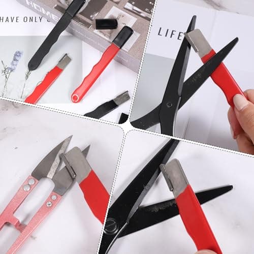 LXUEJIE 4 Pack Garden Tool Sharpener, Pruning Shears Blade Sharpener, Pocket Blade Sharpeners, Mini Portable Quick Edge Sharpening Multipurpose Usage Knife Sharpeners for Hedge Shears, Sickle, Scissor 5