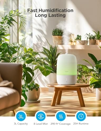 GoveeLife Smart Humidifiers for Bedroom, 3L Top Fill Cool Mist Humidifiers with Essential Oil Diffuser, Humidity Control, WiFi Air Humidifier with Night Light, for Baby, Plants, Home, Work with Alexa 6