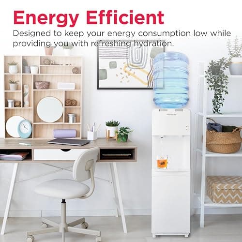 Frigidaire EFWC498, Top Load Hot & Cold Water Cooler Dispenser for Home, Garage, Dorm, RV & Cottage, 3 and 5 Gallon Bottles, 11" D x 11.5" W x 36" H, White 7