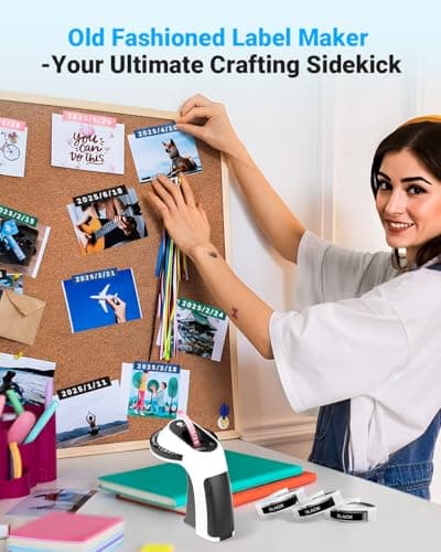 Phomemo Embossing Label Maker Machine, Vintage Embossed Label Maker, Retro Embosser Labeler with 6 Rolls Label Tapes, Old School Label Makers Waterproof for Home Office Kids DIY Crafting -Black 8