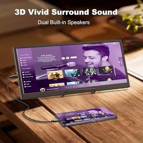 Prechen 12.3 Inch Touchscreen Secondary Monitor, IPS Stretched Bar LCD Travel Touch Display 1920 * 720 HDMI USBC, Portable Touch Screen for Laptop Computer Windows Aida64 GPU CPU RAM Monitoring 9