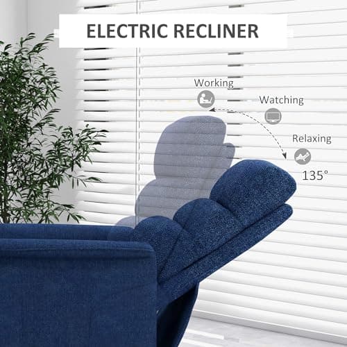 HOMCOM Power Lift Recliner Chair for Elderly, Easy Assembly, Fabric Lift Chair for Adults, Recliner Sofa with Remote Control, Side Pockets for Living Room, Dark Blue 5