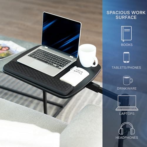 VIVO 20 inch Over Couch Swivel Table, Laptop Desk for Remote Work, Portable Recliner Workstation with Height Adjustable Swing Arm, Black, DESK-ST02C 7