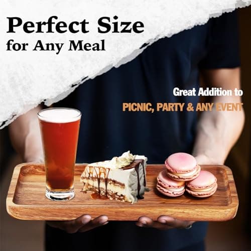 AZ-Homey Versatile Acacia Wood Serving Trays - Set of 3 Elegant Platters for Home Decor and Hosting - Perfect for Cheese, Fruit, and Charcuterie Presentation (Large) 6
