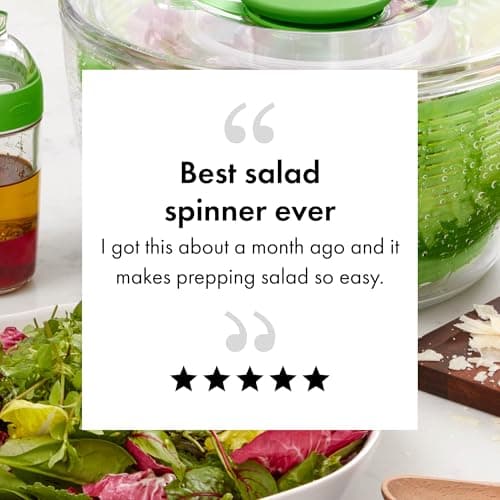 OXO Good Grips Salad Spinner - Large, Green Lettuce & Fruit Washer, BPA-Free, Easy One-Hand Pump 11