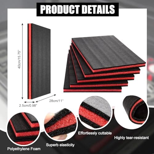 5 pcs Tool Box Foam 17.3x12x1 inch Tool Inserts for Cases Foam Sheets Box Organizer for Toolbox Cabinet Chest Drawer Storage Craft 2