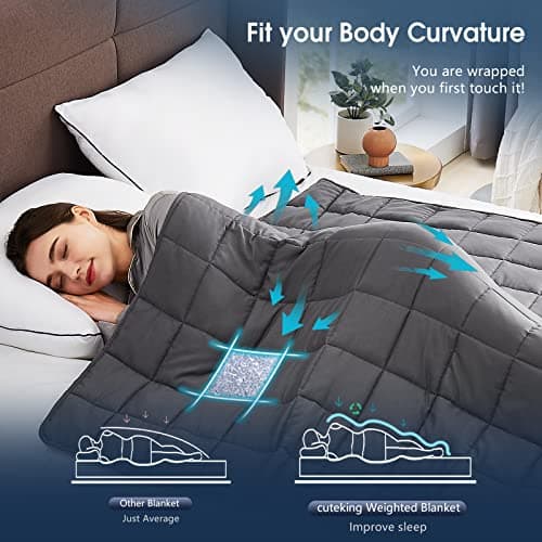 CuteKing Weighted Blanket for Adults (15lbs, 48"x72", Full, Grey) Heavy Blanket for 140-150lbs, Weighted Blanket for Cooling & Heating with Premium Glass Beads, Soft Thick Blanket for Adult All-S 5