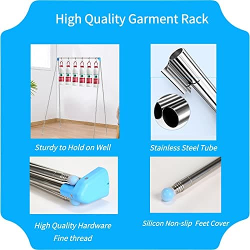 Portable Travel Garment Rack, Compact Stainless Steel Foldable Mini Drying Clothes Rack for Travel, Camping, Hotel Room, Laundry, Dance Costume, Indoor, Outdoor (Regular) 6