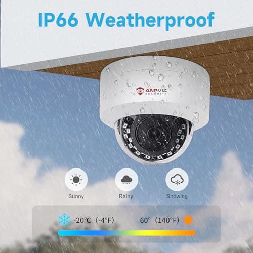 Anpviz 5MP PoE IP Dome Camera with Audio/Mic, IP Security Camera Outdoor Indoor, 98ft IR Night Vision, IP66 Waterproof, 2.8mm Lens, 24/7 Recording, Human Detection, Not PTZ, NDAA Compliant (U Series) 8