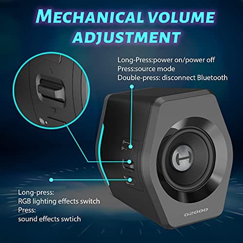 Edifier G2000 32W PC Gaming Computer Speakers for Laptop Mac Desktop Computer Woofer Speakers Bluetooth USB 3.5mm AUX Inputs RGB Lights Multimedia Speakers Black 5