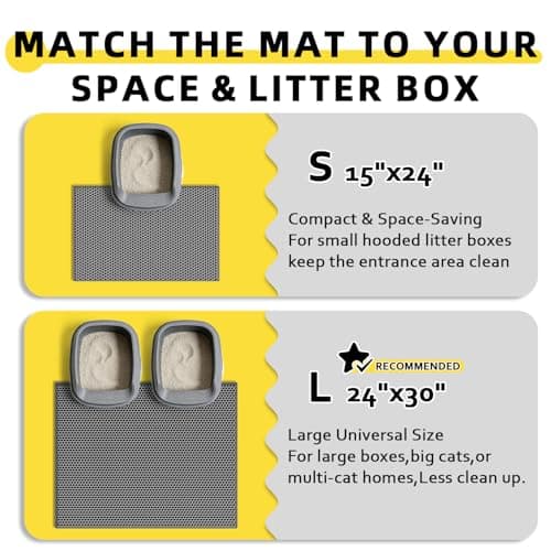 Kaxionage Cat Litter Mat, 15"X24" Small Double Layer Litter Trapping Mat, Waterproof/Urineproof, Easy to Clean Kitty Litter Mats for Floor, Scatter Control (Grey-1Pack) 6