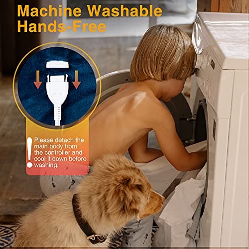 WOOMER Heated Blanket King Size,Durable Flannel and Soft Sherpa,Dual Control,90” × 100” Electric Blanket, 10 Heat Levels&0.5-12h auto-Off, Overheat Protection,Energy Efficient 6