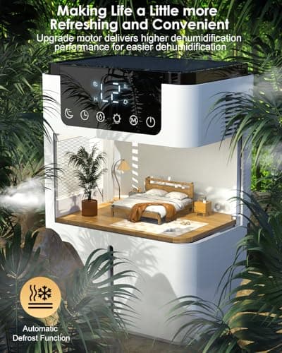 Dehumidifier,75 OZ Quiet Dehumidifier for Home Bedroom Bathroom RV Closet with Timer,Auto Shut Off,Sleep Mode,7 Colors LED Light (2200ML) 5