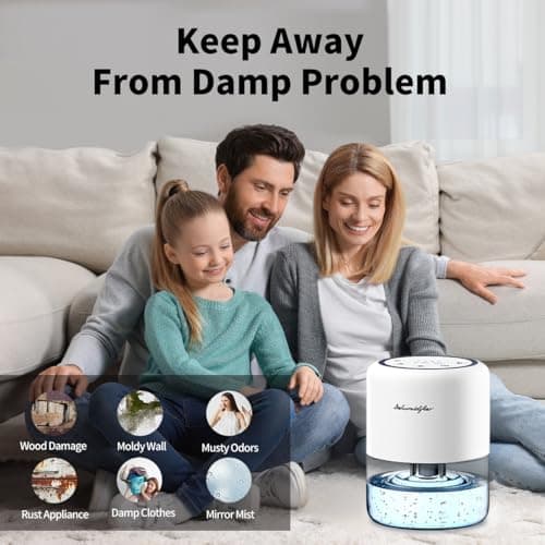 Windangel 44oz(1.3L) Small Dehumidifier for Home Auto-Off Quiet Portable Dehumidifier with 3 Modes 10 Color Lights 4 Timer Settings for Bedroom Bathroom Closet (215 sq.ft) 8