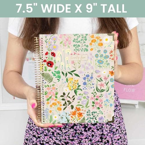 bloom daily planners 2025 Hardcover Calendar Year Goal & Vision Planner (January 2025 - December 2025) - Monthly/Weekly Column View Agenda Organizer - 7.5" x 9" - Garden Party, Beige 7