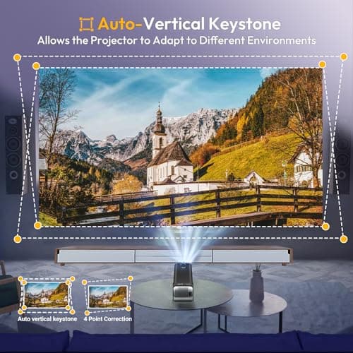 Smart Mini Projector XGODY Gimbal5 Android 11 Full HD Projector Native 1080P 4K Support 5G WiFi 6 Bluetooth 5.0 Home Movie Projector Electric Focu Auto Keystone 180 Rotating For PC/Lap/PS5 Dull Black 5