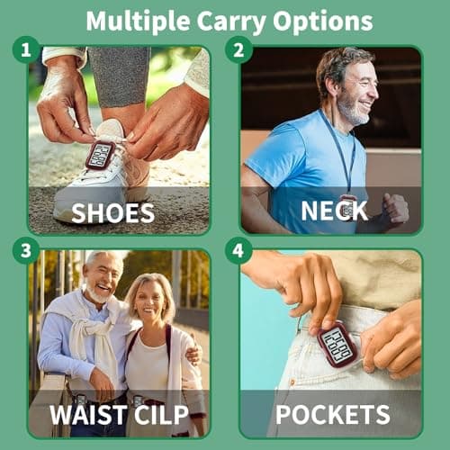Pedometer Walking Simple 3D Step Counter with Clip and Lanyard- Burgundy 5