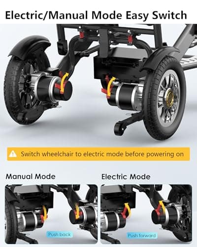 Heavy Duty Electric Wheelchairs for Adults – 20" Wide Seat with 25 Miles Range, Supports 400 lbs, Foldable Powered Wheelchair with 20AH Battery and Large Tire for Home, Park, Black（20% Wider Seat） 6