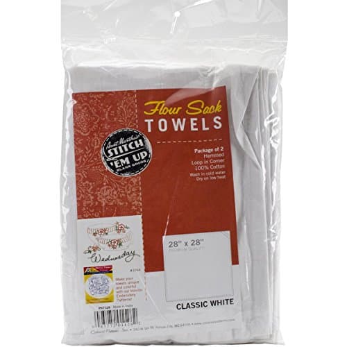 Aunt Martha's White Flour Sack Dish Towels, Size 28-Inch by 28-Inch, 2 Per Pack 2