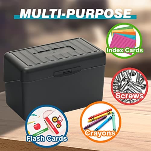 H4D Index Card Holder 3x5, Index Card Box Organizer Case, 3x5 Flash Note Card Holder, 2 Packs (Black) 6