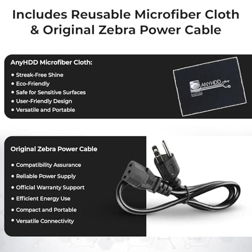 Zebra ZT410 Direct Thermal Transfer Printer - Monochrome, Desktop, Label Print - 4.09" Print Width, 14 in/s Mono, 300 dpi with Original Power Cord + Installation CD + Manual + Microfiber Cloth 4