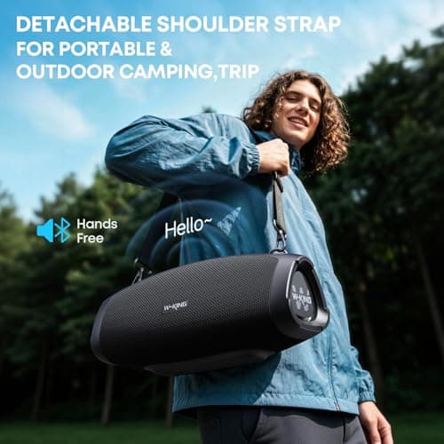 W-KING Bluetooth Speaker, 120W Max Loud Portable Speakers Bluetooth Wireless Boombox, IPX6 Waterproof Party Large Outdoor Speaker, 70W Triple Passive Radiators- Deep Bass/Subwoofer*2, 42H, TF, AUX, EQ 9