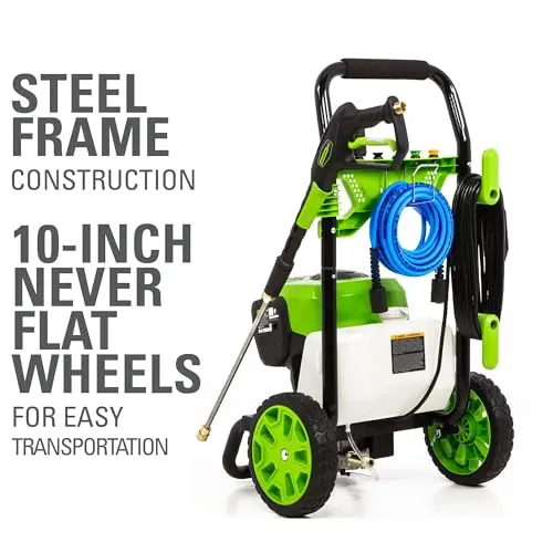 Greenworks 2300 PSI TruBrushless (2.3 GPM) Electric Pressure Washer, 25’ Hose, Quick Connect Wand, 15, 24, 40 Degree Soap and Turbo Nozzle 6
