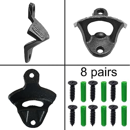 Jumiok Black Cast Iron Beer Bottle Opener Wall Mounted Bottle Cap Opener for Man Cave Patio DIY Cooler (Pack of 8) 6