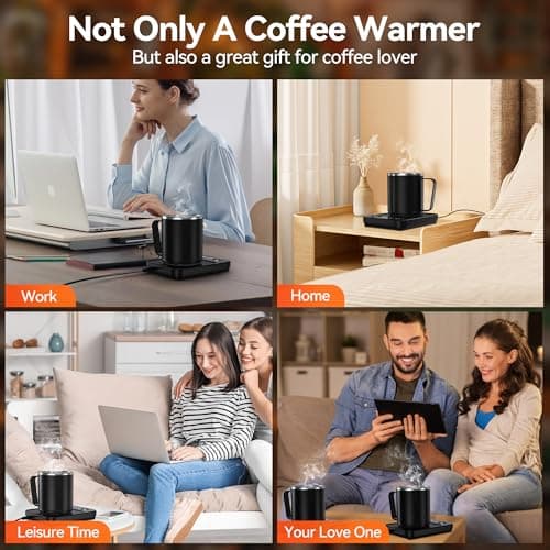 Coffee Mug Warmer, Electric Coffee Cup Warmer for Desk, Milk, Tea, Auto Shut Off, 6 Temp Settings, Heated Plate for Office Kitchen Home, Gifts for Women Men (No Cup) 7