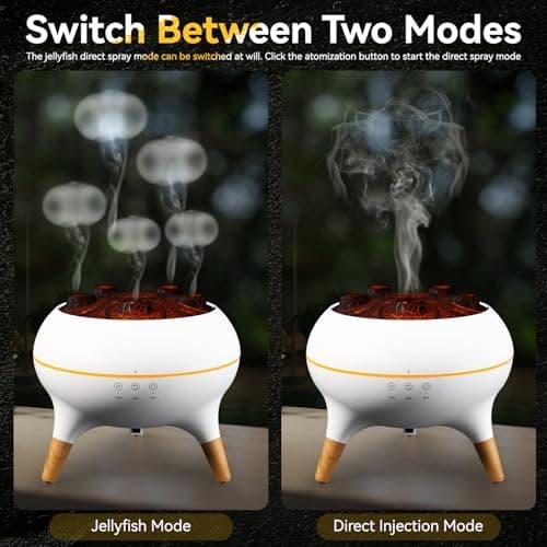 Jellyfish Mist Aromatherapy Humidifier, 7 Colors LED Lights, 2 Modes Fire Mist Waterless Auto Shut Off Aromatherapy Diffuser, Effect for Home, Office, Yoga, Gifts 6