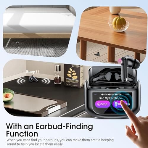 Wireless Earbuds, Bluetooth 5.4 Ear buds with Multifunctional Touch Screen, 48H Bass Stereo Headphones with ANC/ENC Noise Cancelling/Transparency mode, IPX7 Earphones with 5 EQ Modes for iOS Android 6