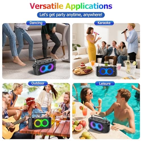 RRNUY Portable Bluetooth Speaker 300W Peak Big Powerful Loud Sound Deep Bass Large Wireless Boombox with Subwoofer DSP Led Light for Home Party Outdoor Gatherings Camping Backyard 8