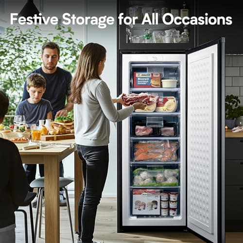 Anypro Upright Freezer 7.0 Cu.Ft Large Capacity Convertible Fridge with Drawers, Rapid Cooling, Adjustable Thermostat Standing Deep Freezer for Apartment, Dorm, Office, Garage, Silver 8