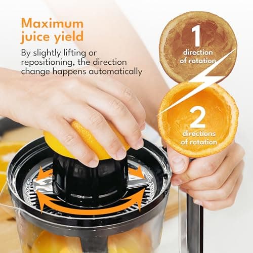 LEBENLANG Orange Juicer Electric - 2 cones & BPA-free I High juice yield & Large Volume I 24oz Lemon Juicer Squeezer I Electric Citrus Juicer Orange Juice Press Juicers Exprimidor De Naranjas Limones 5