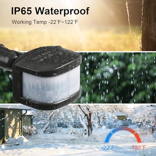 TREEWELL 240-Degree Replacement Motion Sensor, Adjustable LUX(5-300) & Time & Detection Sensitivity Up to 60 Feet Range, 3 Working Modes Outdoor Motion Detector for Security Floodlight, Brown 6