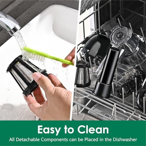 Slow Masticating Juicer,Brecious Cold Press Juicers with 2 Speed Modes & Quiet Motor,Juicers Machines Vegetable and Fruit with Reverse Function,Celery Juicer,BPA-Free,Easy to Clean (Black) 8