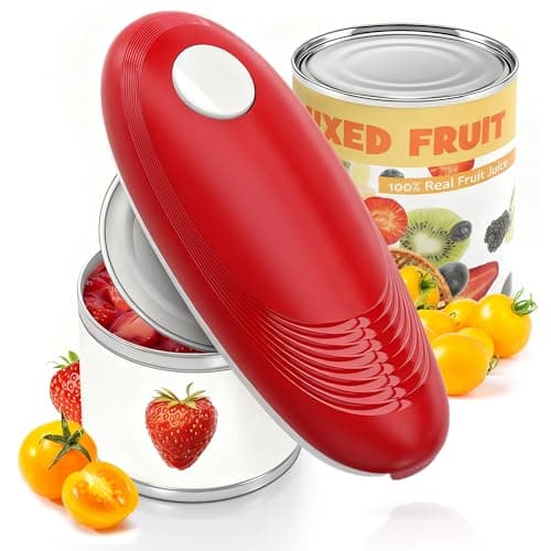 Electric Can Opener, Food Safe Automatic Can Opener with Smooth Edge, Open Your Cans with A Simple Press of Button, Can Opener Electric Kitchen Gifts for Seniors and Arthritis (Red)