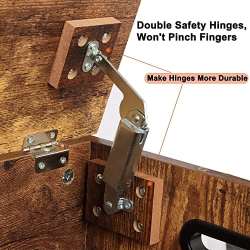 Timberer 39.4" Storage Chest, Wooden Storage Bench, Lift Top Toy Chest with 2 Safety Hinges, Large Toy Box, Entryway Bench for Living Room, Bedroom, Rustic Brown 6