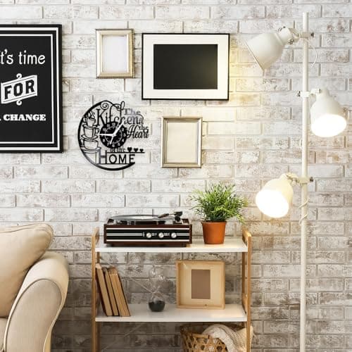 TIMEGLOW 12'' Kitchen Vinyl Record Wall Clock, Kitchen Heart Home Theme Wall Clock Coffee Bar Wall Watch Clock Coffee Wall Decor Battery Operated Silent Movement for Women Wife Restaurant Dining Room 5