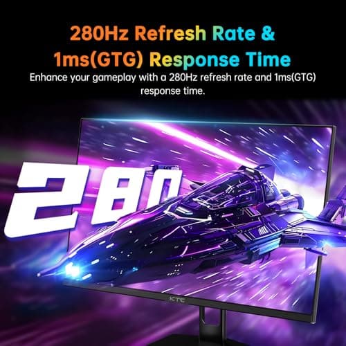 KTC 27 Inch 280Hz Gaming Monitor, FHD 1080P 240Hz PC Computer Monitor, Fast VA Panel, 1ms GTG, FreeSync G-Sync Compatible, HDR Support, 126% sRGB, HDMI and Displayport Inputs, H27E22P 3