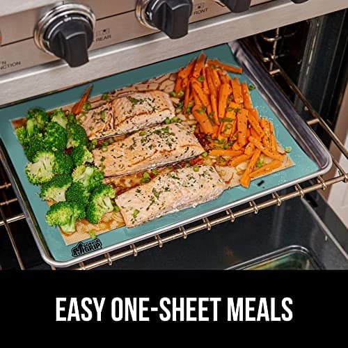 GORILLA GRIP Food Grade Reusable Nonstick Silicone Baking Mat, Oven Safe Cookie Sheet Liners, Up to 500 Degrees, No Mess Easy Clean Pastry Mats, Kitchen Essentials, 11.75x8.25 Quarter Sheet, 2PK, Mint 9