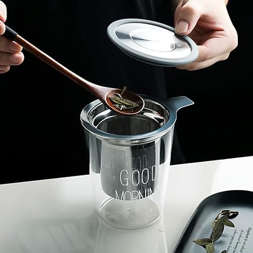 Tea Infuser, Extra Fine Mesh Tea Strainer with Silicone Lid, 304 Stainless Steel Tea Infusers for Loose Tea, Tea Steeper Basket Filter for Teapot, Mug, Cup 5