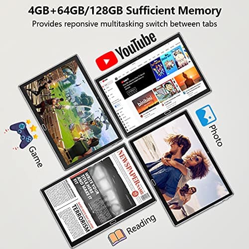 2 in 1 Tablet 10.1 Inch, Android 13.0 Tablets, 64GB/128GB ROM, Dual 4G Cellular with Keyboard, 18MP Camera, Octa-Core Processor, WiFi, GPS, Bluetooth, Google Certified Tablet PC(2024 Gray) 5